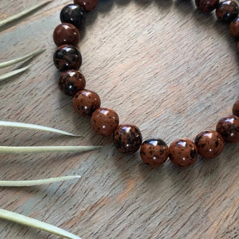 🆕New Mahogany Obsidian Gemstone Bracelet 8mm
